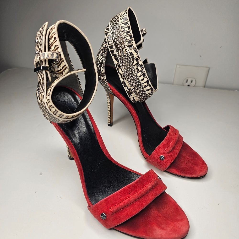 RACHEL Rachel Roy Red and Black Heels with Snakeskin Detail